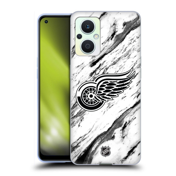 NHL Detroit Red Wings Marble Soft Gel Case for OPPO Reno8 Lite
