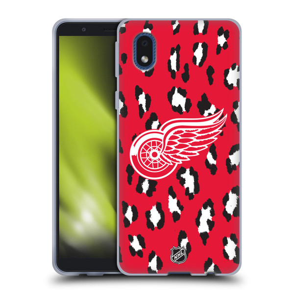 NHL Detroit Red Wings Leopard Patten Soft Gel Case for Samsung Galaxy A01 Core (2020)