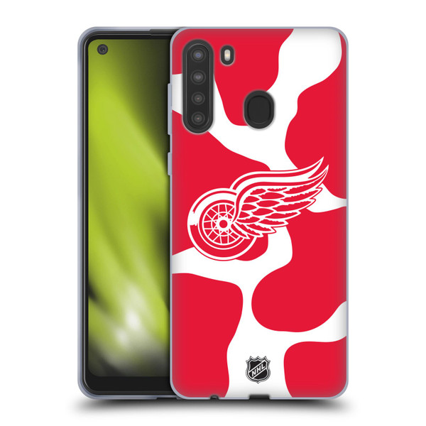 NHL Detroit Red Wings Cow Pattern Soft Gel Case for Samsung Galaxy A21 (2020)