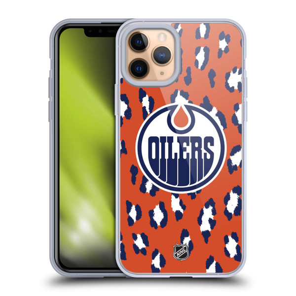 NHL Edmonton Oilers Leopard Pattern Soft Gel Case for Apple iPhone 11 Pro