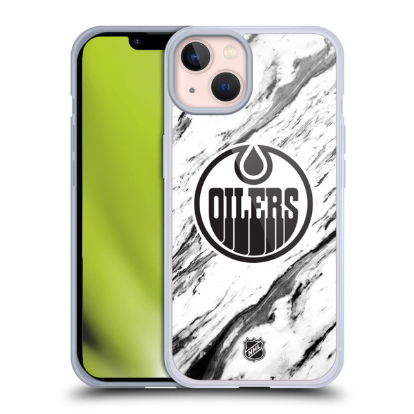 NHL Edmonton Oilers Marble Soft Gel Case for Apple iPhone 13