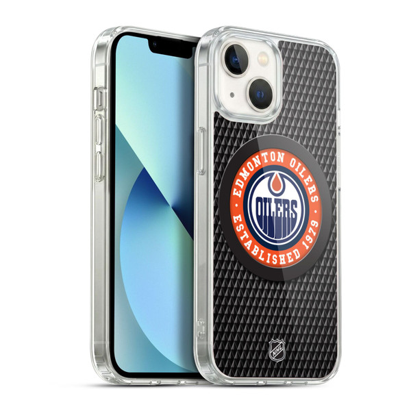 NHL Edmonton Oilers Puck Texture Soft Gel Case for Apple iPhone 13