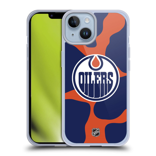 NHL Edmonton Oilers Cow Pattern Soft Gel Case for Apple iPhone 14
