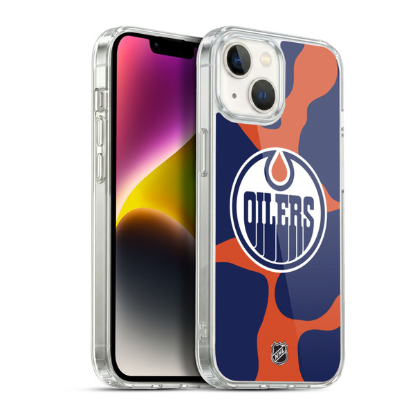 NHL Edmonton Oilers Cow Pattern Soft Gel Case for Apple iPhone 14