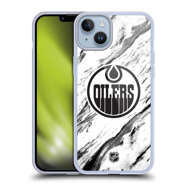 NHL Edmonton Oilers Marble Soft Gel Case for Apple iPhone 14 Plus