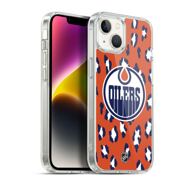 NHL Edmonton Oilers Leopard Pattern Soft Gel Case for Apple iPhone 14 Plus & MagSafe
