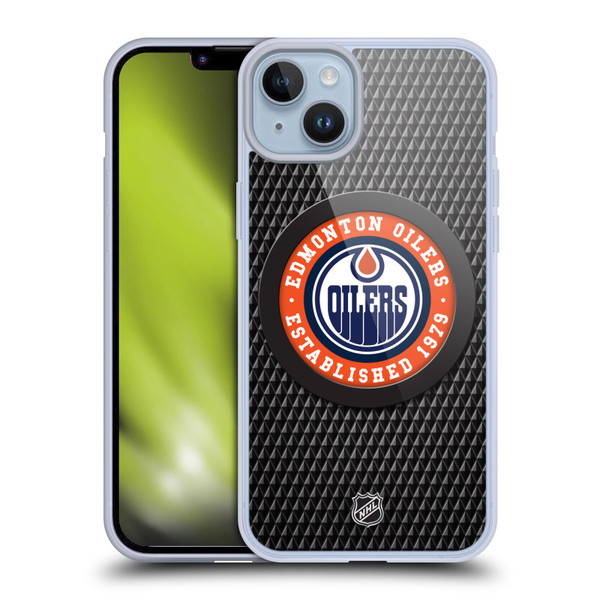 NHL Edmonton Oilers Puck Texture Soft Gel Case for Apple iPhone 14 Plus