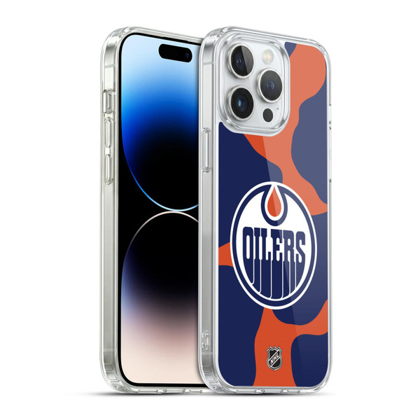 NHL Edmonton Oilers Cow Pattern Soft Gel Case for Apple iPhone 14 Pro Max & MagSafe