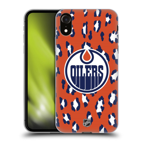 NHL Edmonton Oilers Leopard Pattern Soft Gel Case for Apple iPhone XR