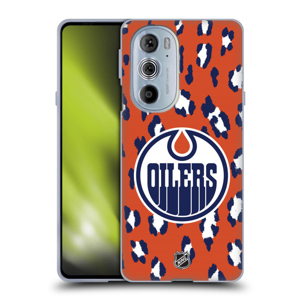 NHL Edmonton Oilers Leopard Patten Soft Gel Case for Motorola Edge X30
