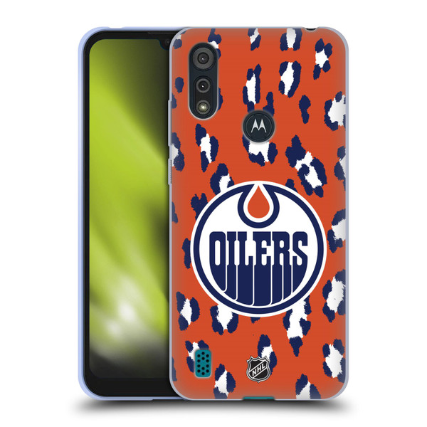 NHL Edmonton Oilers Leopard Patten Soft Gel Case for Motorola Moto E6s (2020)