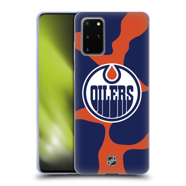 NHL Edmonton Oilers Cow Pattern Soft Gel Case for Samsung Galaxy S20+ / S20+ 5G