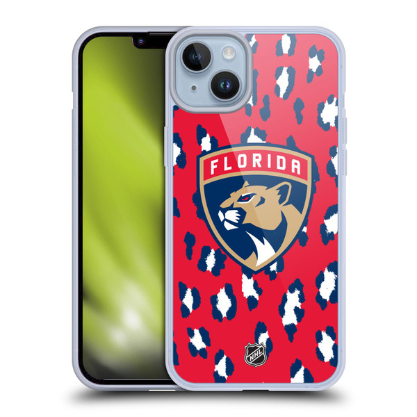 NHL Florida Panthers Leopard Pattern Soft Gel Case for Apple iPhone 14 Plus