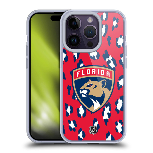 NHL Florida Panthers Leopard Pattern Soft Gel Case for Apple iPhone 14 Pro