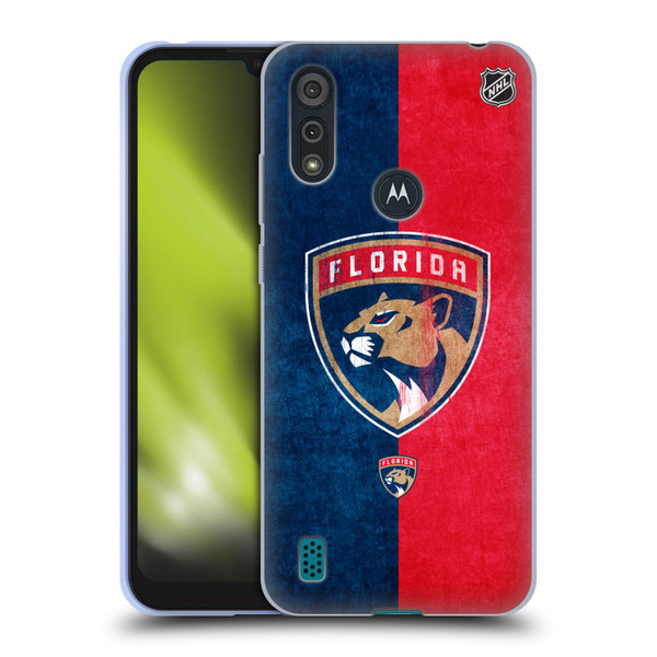 NHL Florida Panthers Half Distressed Soft Gel Case for Motorola Moto E6s (2020)