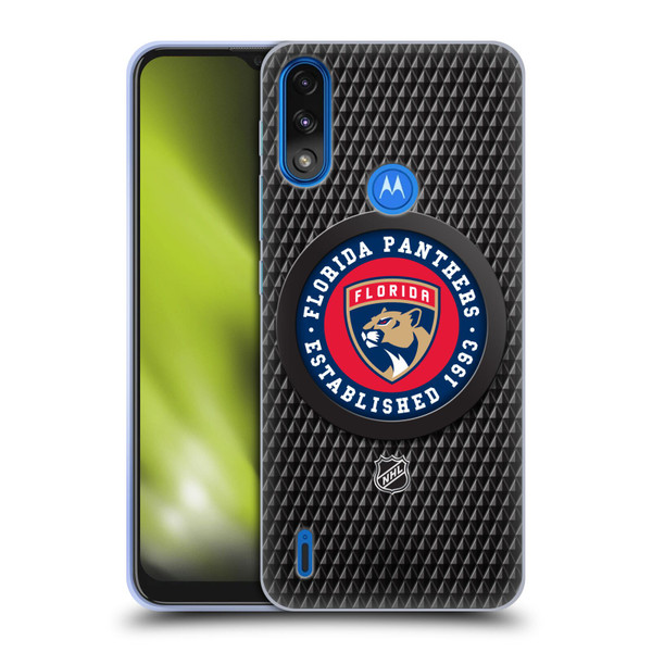 NHL Florida Panthers Puck Texture Soft Gel Case for Motorola Moto E7 Power / Moto E7i Power