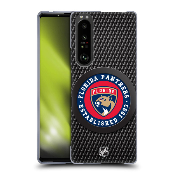 NHL Florida Panthers Puck Texture Soft Gel Case for Sony Xperia 1 III