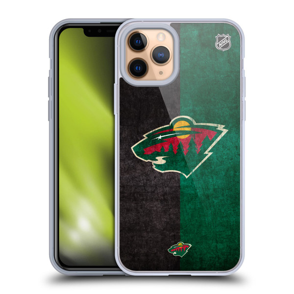 NHL Minnesota Wild Half Distressed Soft Gel Case for Apple iPhone 11 Pro
