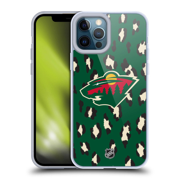 NHL Minnesota Wild Leopard Pattern Soft Gel Case for Apple iPhone 12 Pro Max