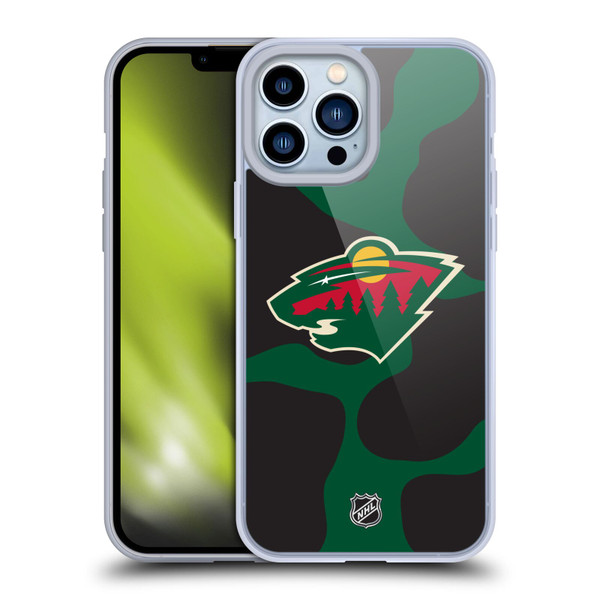 NHL Minnesota Wild Cow Pattern Soft Gel Case for Apple iPhone 13 Pro Max