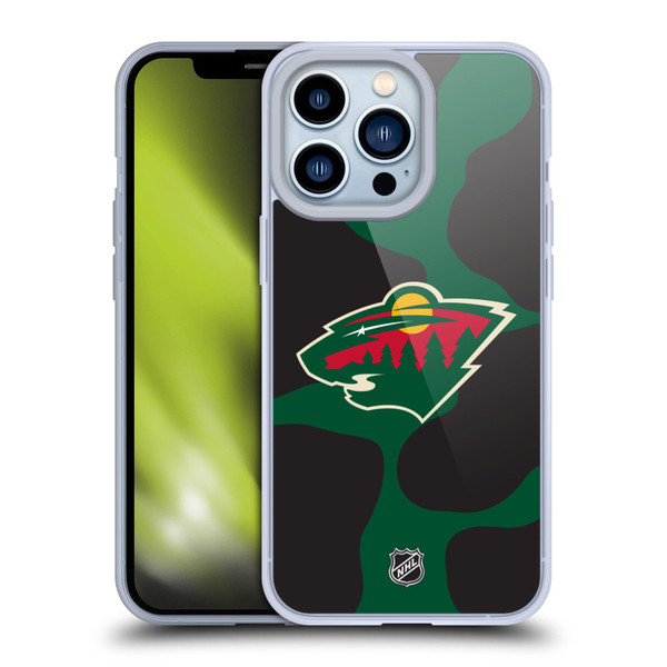 NHL Minnesota Wild Cow Pattern Soft Gel Case for Apple iPhone 13 Pro