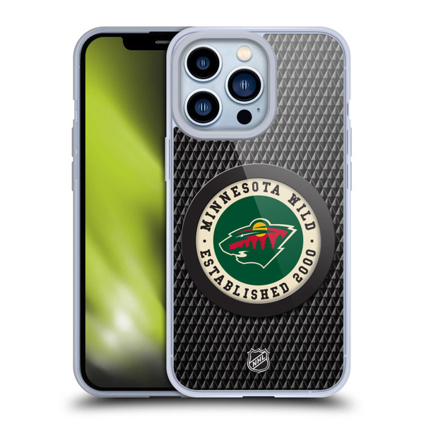 NHL Minnesota Wild Puck Texture Soft Gel Case for Apple iPhone 13 Pro