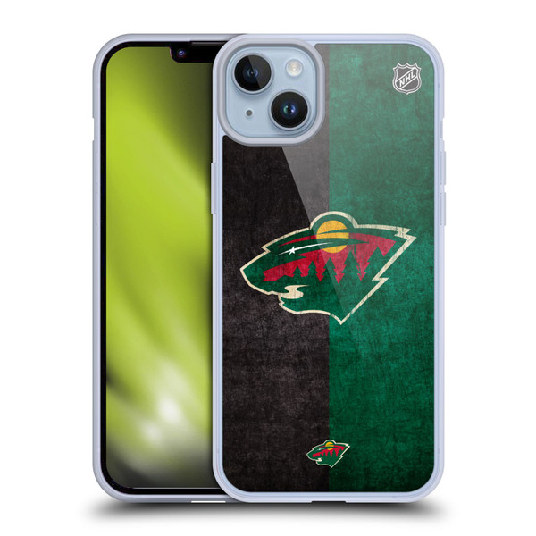 NHL Minnesota Wild Half Distressed Soft Gel Case for Apple iPhone 14 Plus