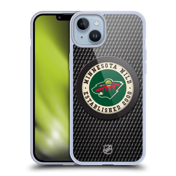 NHL Minnesota Wild Puck Texture Soft Gel Case for Apple iPhone 14 Plus