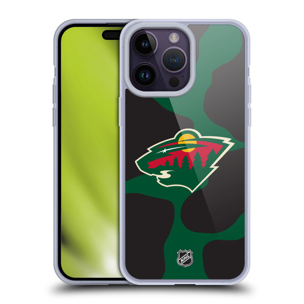 NHL Minnesota Wild Cow Pattern Soft Gel Case for Apple iPhone 14 Pro Max
