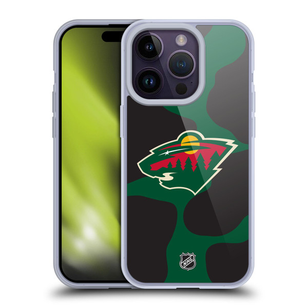 NHL Minnesota Wild Cow Pattern Soft Gel Case for Apple iPhone 14 Pro