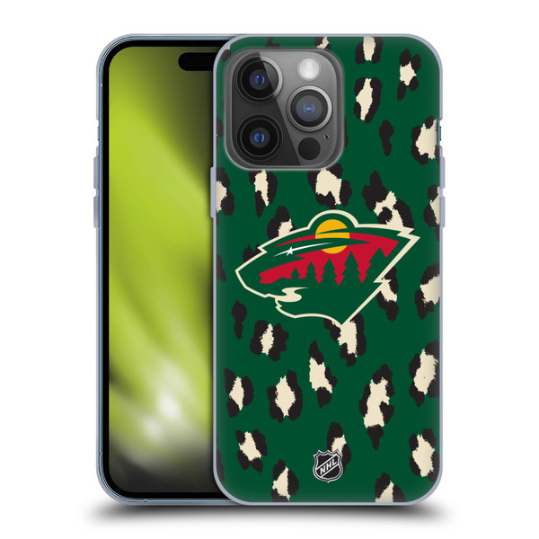 NHL Minnesota Wild Leopard Patten Soft Gel Case for Apple iPhone 14 Pro
