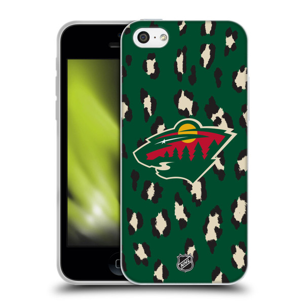 NHL Minnesota Wild Leopard Pattern Soft Gel Case for Apple iPhone 5c