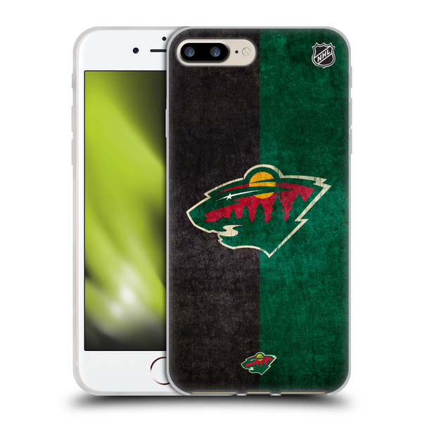 NHL Minnesota Wild Half Distressed Soft Gel Case for Apple iPhone 7 Plus / iPhone 8 Plus