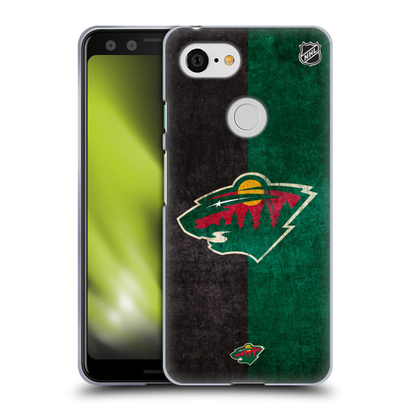 NHL Minnesota Wild Half Distressed Soft Gel Case for Google Pixel 3