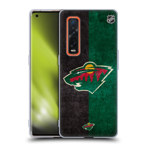 NHL Minnesota Wild Half Distressed Soft Gel Case for OPPO Find X2 Pro 5G