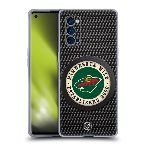 NHL Minnesota Wild Puck Texture Soft Gel Case for OPPO Reno 4 Pro 5G