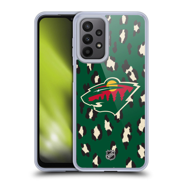 NHL Minnesota Wild Leopard Pattern Soft Gel Case for Samsung Galaxy A23 / 5G (2022)