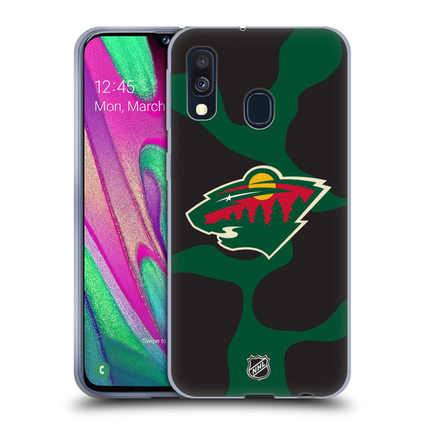 NHL Minnesota Wild Cow Pattern Soft Gel Case for Samsung Galaxy A40 (2019)