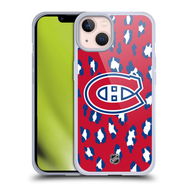 NHL Montreal Canadiens Leopard Pattern Soft Gel Case for Apple iPhone 13