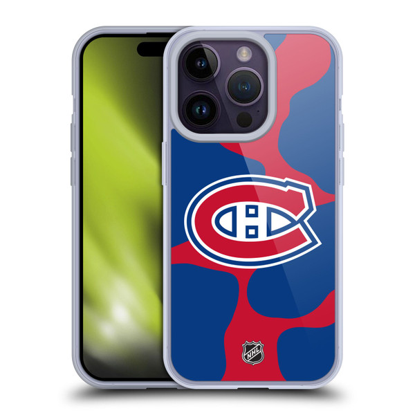 NHL Montreal Canadiens Cow Pattern Soft Gel Case for Apple iPhone 14 Pro