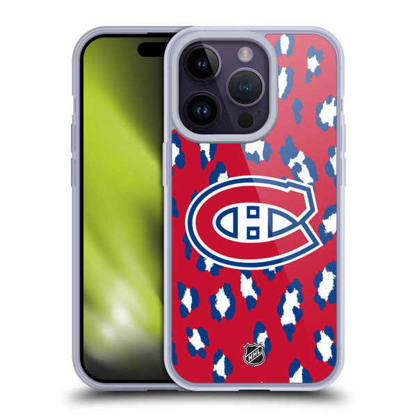 NHL Montreal Canadiens Leopard Pattern Soft Gel Case for Apple iPhone 14 Pro