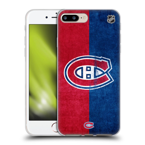 NHL Montreal Canadiens Half Distressed Soft Gel Case for Apple iPhone 7 Plus / iPhone 8 Plus