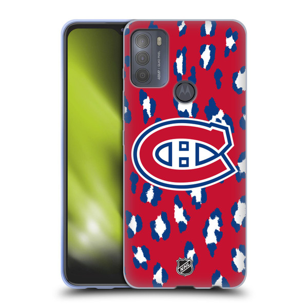 NHL Montreal Canadiens Leopard Patten Soft Gel Case for Motorola Moto G50