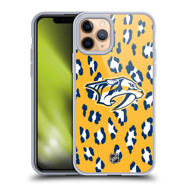 NHL Nashville Predators Leopard Pattern Soft Gel Case for Apple iPhone 11 Pro