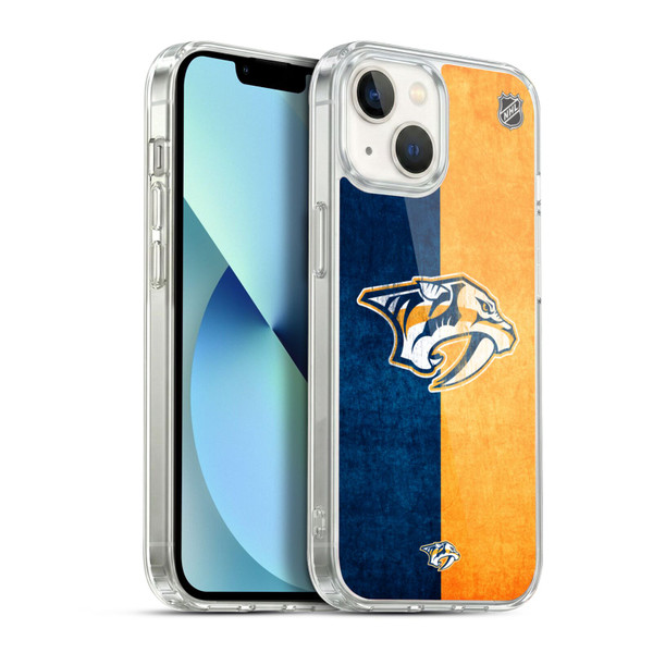 NHL Nashville Predators Half Distressed Soft Gel Case for Apple iPhone 13