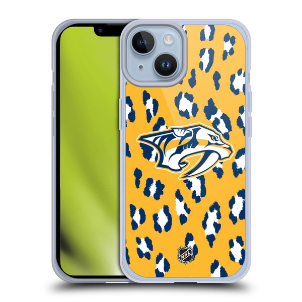 NHL Nashville Predators Leopard Pattern Soft Gel Case for Apple iPhone 14