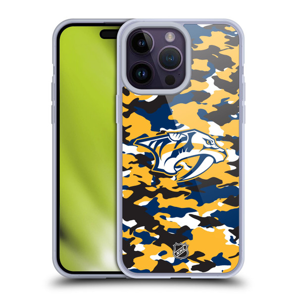 NHL Nashville Predators Camouflage Soft Gel Case for Apple iPhone 14 Pro Max