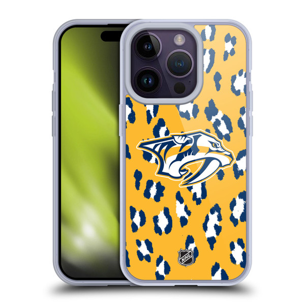 NHL Nashville Predators Leopard Pattern Soft Gel Case for Apple iPhone 14 Pro