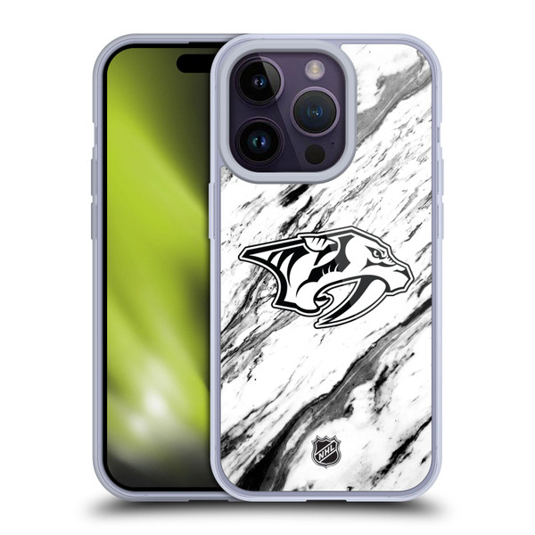 NHL Nashville Predators Marble Soft Gel Case for Apple iPhone 14 Pro