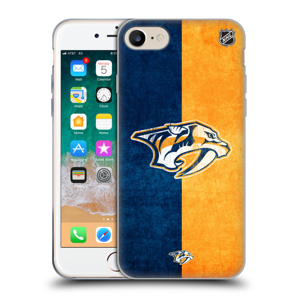 NHL Nashville Predators Half Distressed Soft Gel Case for Apple iPhone 7 / 8 / SE 2020 & 2022